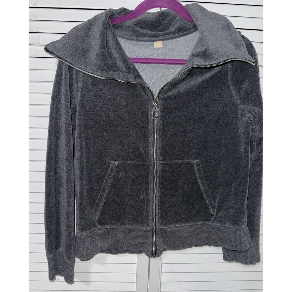 Michael Kors Women’s Full Zip  Logo Gray Hooded Sweatshirt Sz M Pockets